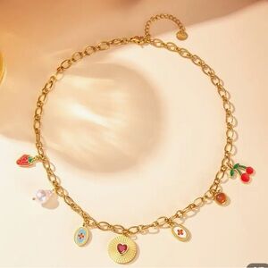 Gold Charm Necklace with Dainty Charms